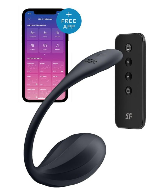 Satisfyer Ribbed Petal draagbare vibrator met app-bediening – zwart