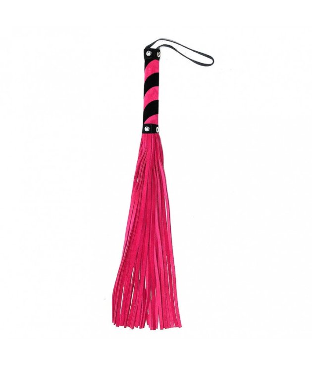 Suède flogger – zwart/roze